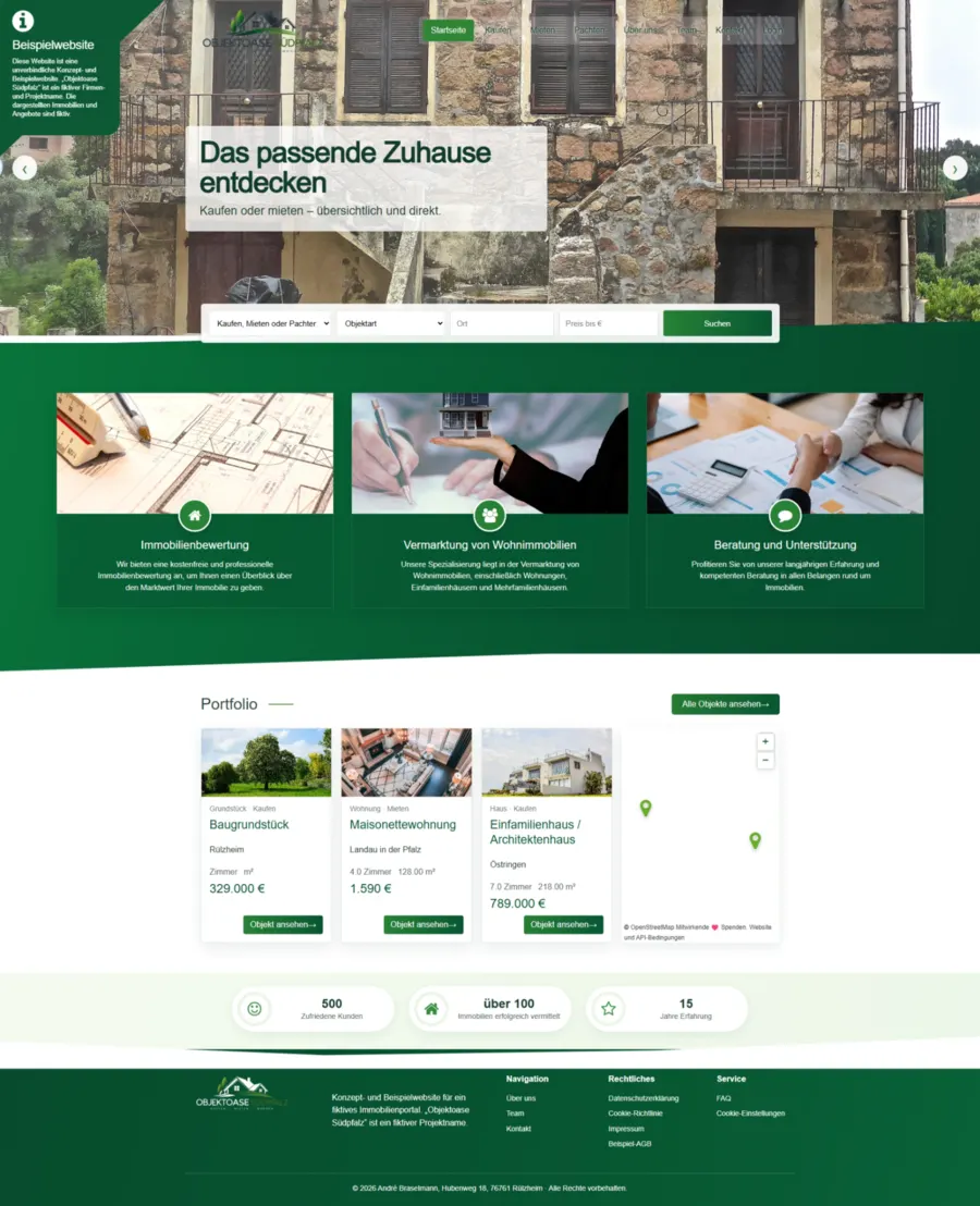 Referenz Objektoase Südpfalz – Immobilienportal